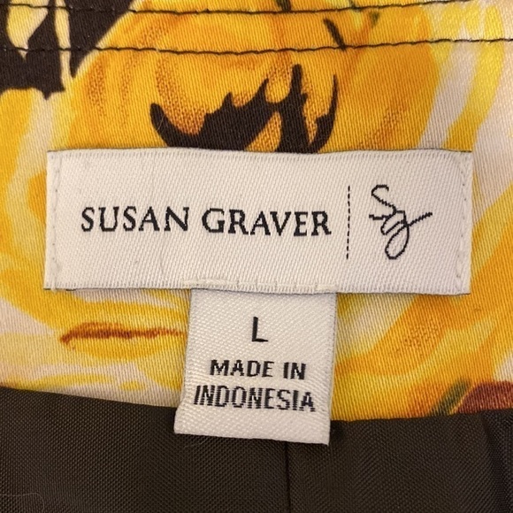 b womens brown floral button lined blazer L - Picture 3 of 3